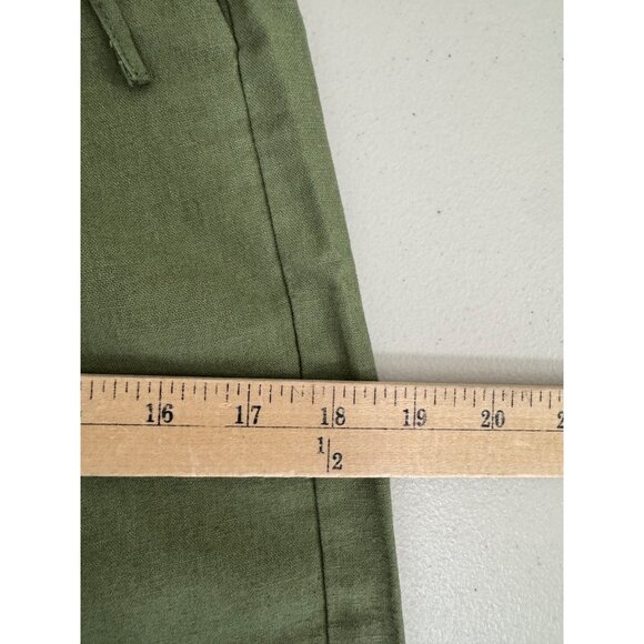 J.Crew Petite linen-blend slim wide-leg drawstring pant Green sz 00P - Picture 7 of 8